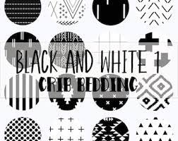 black white crib set