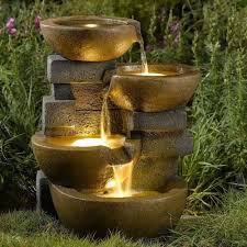 Fiberglass Zen Tiered Pots Fountain