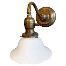 brass milk glass wall sconce lamp