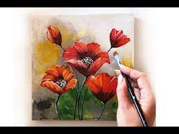 how to paint a flowers on canvas demo