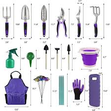 105 Piece Gardening Kit Including Garden Kneeling Pad Heavy Duty Aluminum Gardening Hand Tools Purple Garden Tool Set