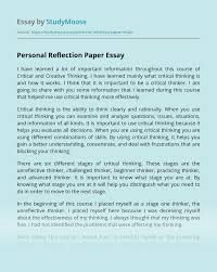 Hint on a conclusion in the intro. Personal Reflection Paper Free Essay Example