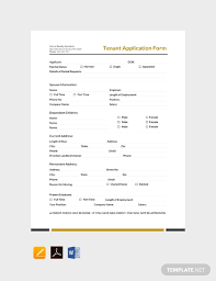 Free Tenant Application Form Template Download 68 Forms In Word