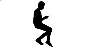 The vector silhouette of business executive sitting on a chair making phone calls and using laptops. 2d Silhouette Side Man Sitting 3d Warehouse