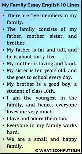 10 Lines on My Family for Students and Children in English