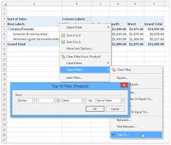 how to filter items in a pivot table