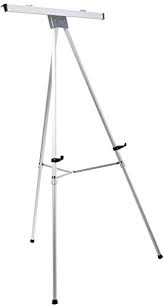 Displays2go Aluminum Easel With Flipchart Holder 37 5 To 69 Inches Height Adjustable Tripod With Telescoping Legs Silver Eas3769slv