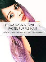 dark brown to pastel purple hair
