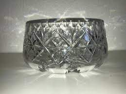 Vintage Crystal Clear Cut Glass Bowl 7