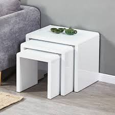 Coffee Side Tables Set Of 3 High Gloss