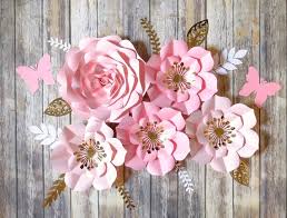 Paper Flowers Wall Decor In Blush And