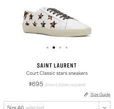 Saint Laurent White Leopard Star Court Classic Sneakers Size Eu 40 Approx Us 10 Regular M B 38 Off Retail
