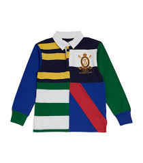 kids navy colour block rugby shirt