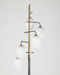 Vintage Brass Glass Floor Lamp From