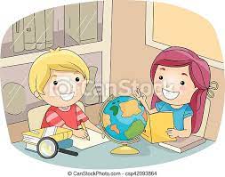 Afterward, tuckered out kids can kick back in one of the three cocoon hanging. Kids Geography Study Room Illustration Of Preschool Kids Consulting A Globe To Learn More About Geography Canstock
