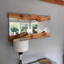 Modern Wall Mirror Wooden Live Edge