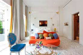 an orange sofa to your living room set