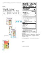 nutrition facts label worksheet