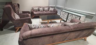 Brown Wooden 10 Seater Living Room Sofa