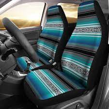Turquoise Serape Stripes Car Seat