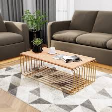 Gold Rectangle Wood Coffee Table