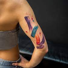 Watercolor Brush Strokes On Womans Arm