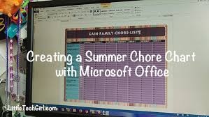 Creating A Summer Chore Chart With Microsoft Office