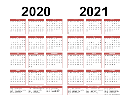 Kalender januar 2021 als kostenlose vorlagen für pdf zum download und ausdrucken. Free 2020 And 2021 Calendar Printable Two Year Calendar