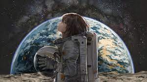 Space Astronaut Anime Girl Earth 4K ...