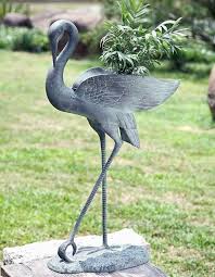 Crane Bird Planter Holder Garden