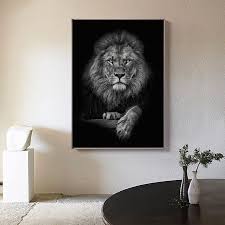 Black And White Lion Canvas Wall Art