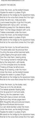 Old Time Song Lyrics For 16 Under The Moon