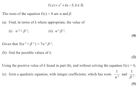 Quadratic Roots Bsb Igcse Further Maths