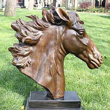 Antique Bronze Horse Head Statue Garden