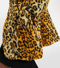 Leopard Print Faux Fur Coat In Brown