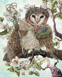 Owl Decor Owl Art Barn Owl Pink Flower