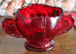 Red Depression Glass Sugar Bowl New