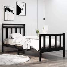 Bed Frame Black Solid Wood 90x190 Cm