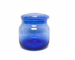 Vintage Cobalt Blue Bubble Glass Jar