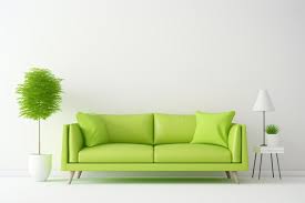 living room with lime green sofa
