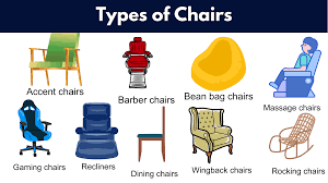 list of diffe types of chairs
