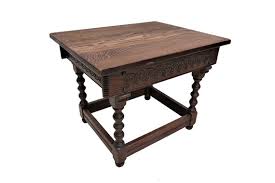 Vintage English Carved Oak Side Table