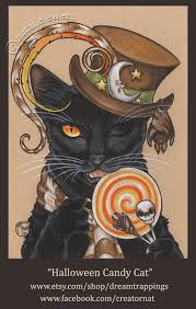 Black Cat Art Print Autumn