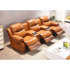 Leather 3 Seater Home Theater Recliner Sofa