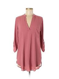 Details About Lush Women Pink 3 4 Sleeve Blouse Sm