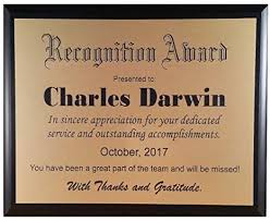 Recognition Plaque Award Customized To Your Specifications Gold