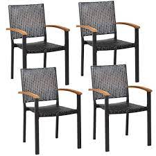 Gymax 4pcs Stackable Patio Wicker