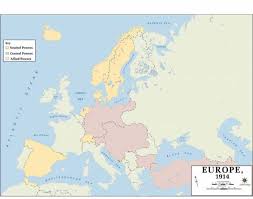 Carte des alliances militaires en europe en 1914. The Countries Of Europe 1914
