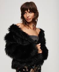 Short Faux Fur Coat Black