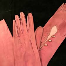 1950s Pink Kid Leather Suede Opera Gloves By Fownes Size 6 5 21 Inches Long Over The Elbow